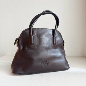 Vintage 90s Deep Dark Chestnut Brown Leather Handbag